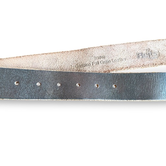 American Flag USA Buckle Genuine Full Grain Leather Belt Brass Metal Men’s 40.5” - Picture 3 of 5